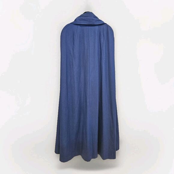 1950s Merino Wool Cape Long Blue Coat Attached Scarf Museum Quality OS Vintage‎ - Picture 3 of 12